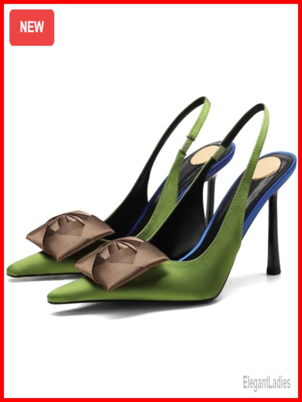 Rogerdream Satin Square Rose Slingback Pumps Stiletto Heels